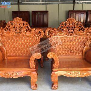 Bộ bàn ghế hoàng gia V3 gỗ gõ đỏ chân 12 ván tràn dày 3cm (5)