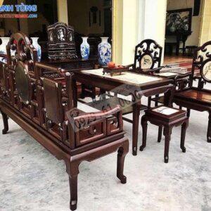 Bộ bàn ghế móc tàu gỗ gụ 6 món (1)