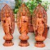 Bộ tam thánh gỗ hương. KT 50-17-17 cm. Cả lá đề cao 65 cm