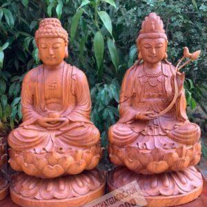 Bộ tượng gỗ Tam Thánh Toạ Đài Sen Cao 60cm 22 (2)