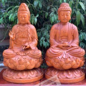 Bộ tượng gỗ Tam Thánh Toạ Đài Sen Cao 60cm 22 (3)