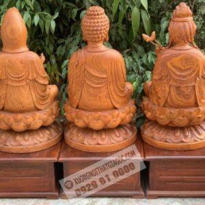 Bộ tượng gỗ Tam Thánh Toạ Đài Sen Cao 60cm 22 (5)