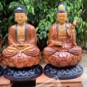 Bộ tượng gỗ Tam Thánh Toạ Đài Sen sơn giả cổ Cực Đẹp 15 (1)