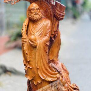 Đạt Ma Dưới Tán Tùng Gỗ Hương Ta Cao 1m6 [26,000,000] (4)