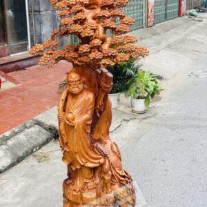 Đạt Ma Dưới Tán Tùng Gỗ Hương Ta Cao 1m6 [26,000,000] (6)