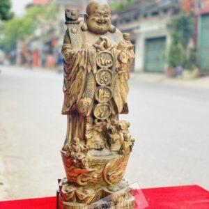 Di Lặc Chúc Phúc Tài Lộc Gỗ Mun Hoa Cao 60cm [6,500,000] (2)