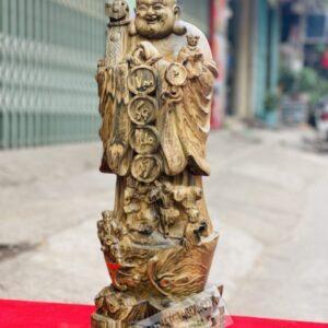 Di Lặc Chúc Phúc Tài Lộc Gỗ Mun Hoa Cao 60cm [6,500,000] (3)