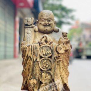 Di Lặc Chúc Phúc Tài Lộc Gỗ Mun Hoa Cao 60cm [6,500,000] (4)