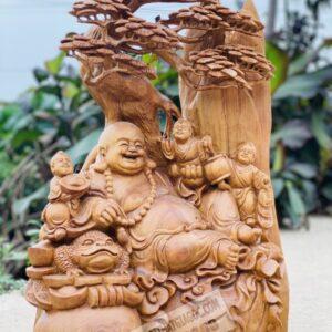 Di Lặc Ngồi Gốc Tùng Gỗ Ngọc Am Cao 67cm [16,700,000] (2)