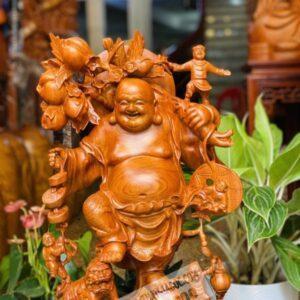 Di Lặc Ngũ Phúc Đứng Nghê Gỗ Hương Đá Cao 70cm [7,800,000] (2)