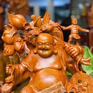 Di Lặc Ngũ Phúc Đứng Nghê Gỗ Hương Đá Cao 70cm [7,800,000] (5)