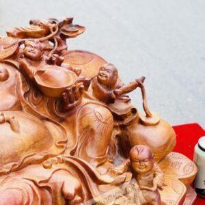Di Lặc Ngũ Phúc Gỗ Hương Ta Ngang 74cm Cực Đẹp [10,700,000] (7)