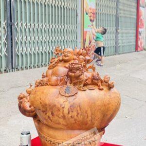 Di Lặc Ngũ Phúc Thuần Nghê Gỗ Nu Hương Ngang 70cm [41,000,000] (3)