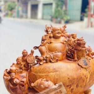 Di Lặc Ngũ Phúc Thuần Nghê Gỗ Nu Hương Ngang 70cm [41,000,000] (4)