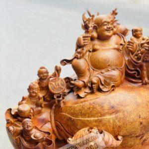 Di Lặc Ngũ Phúc Thuần Nghê Gỗ Nu Hương Ngang 70cm [41,000,000] (7)