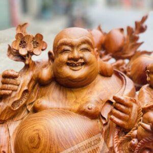 Di Lặc Ngũ Phúc Thuần Nghê Gỗ Nu Hương Ngang 70cm [41,000,000] (9)