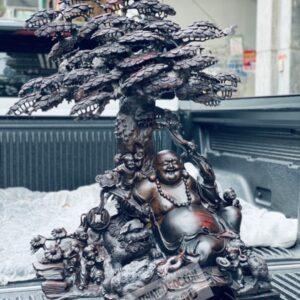 Di Lạc Ngũ Phúc Thuần Nghê Ngồi Gốc Tùng Gỗ Trắc Đỏ Đen Cao 80cm [41,000,000] (2)