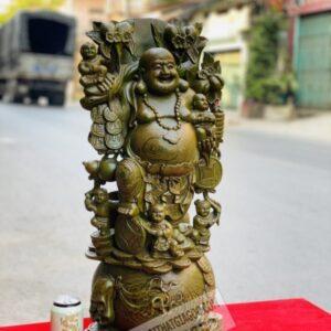 Di Lặc Ngũ Phúc Vác Cành Đào Mun Đuôi Công Cao 70cm [6,500,000] (2)