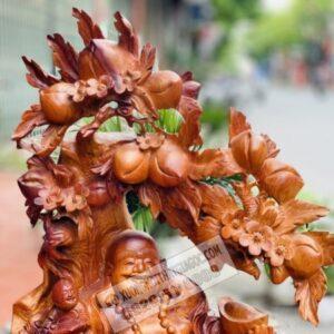 Di Lặc Nhất Phúc Ngồi Gốc Đào Gỗ Hương Ta Cao 80cm [9,800,000] (3)