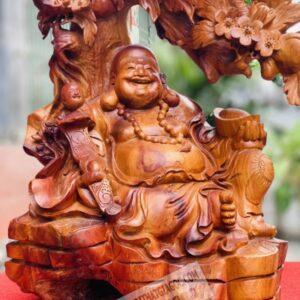 Di Lặc Nhất Phúc Ngồi Gốc Đào Gỗ Hương Ta Cao 80cm [9,800,000] (4)