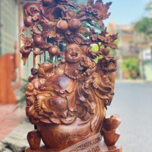 Di Lặc Tam Phúc Ngồi Gốc Đào Gỗ Hương Ta Cao 1M [15,500,000] (3)