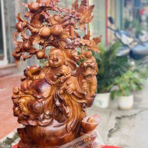 Di Lặc Tam Phúc Ngồi Gốc Đào Gỗ Hương Ta Cao 1M [15,500,000] (4)