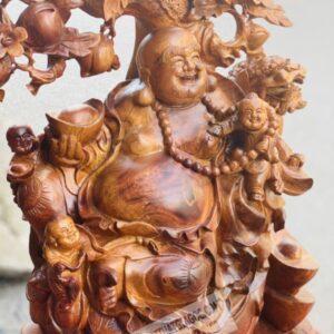 Di Lặc Tam Phúc Ngồi Gốc Đào Gỗ Hương Ta Cao 1M [15,500,000] (6)