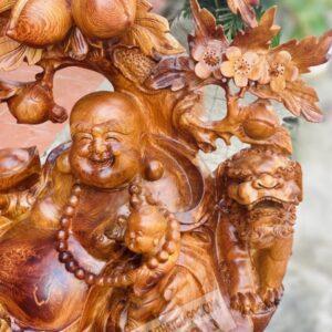 Di Lặc Tam Phúc Ngồi Gốc Đào Gỗ Hương Ta Cao 1M [15,500,000] (7)