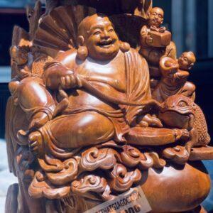 Di Lạc Tam Phúc Ngồi Gốc Tùng Gỗ Ngọc Am Cao 98cm Cực Đẹp [21,700,000] (11)