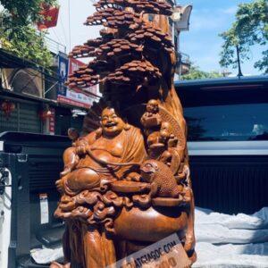 Di Lạc Tam Phúc Ngồi Gốc Tùng Gỗ Ngọc Am Cao 98cm Cực Đẹp [21,700,000] (3)