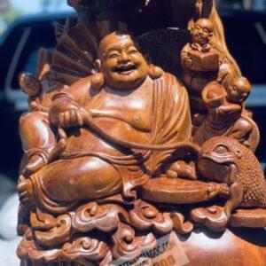 Di Lạc Tam Phúc Ngồi Gốc Tùng Gỗ Ngọc Am Cao 98cm Cực Đẹp [21,700,000] (7)