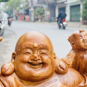 Di Lặc Tam Phúc Thuần Nghê Gỗ Nu Hương Cao 75cm [38,500,000] (11)