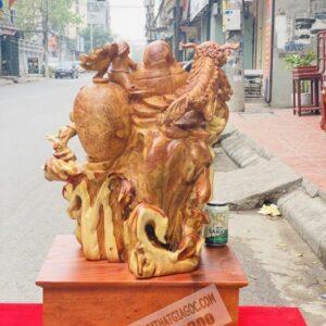 Di Lặc Tam Phúc Thuần Nghê Gỗ Nu Hương Cao 75cm [38,500,000] (12)