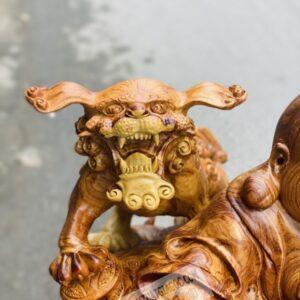 Di Lặc Tam Phúc Thuần Nghê Gỗ Nu Hương Cao 75cm [38,500,000] (7)