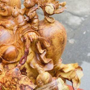 Di Lặc Tam Phúc Thuần Nghê Gỗ Nu Hương Cao 75cm [38,500,000] (9)