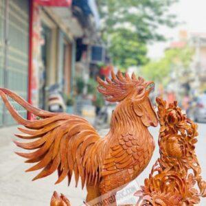 Gia Đình Gà Hoa Phù Dung Gỗ Hương Ta Cao 82cm [12,300,000] (4)