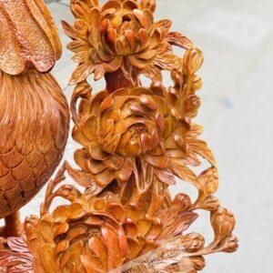 Gia Đình Gà Hoa Phù Dung Gỗ Hương Ta Cao 82cm [12,300,000] (6)