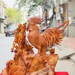 Gia Đình Gà Hoa Phù Dung Gỗ Hương Ta Cao 82cm [12,300,000] (8)