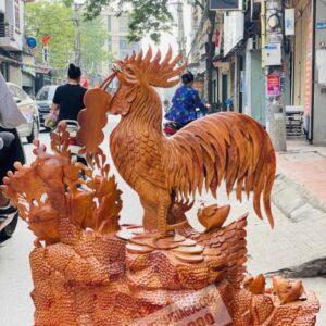 Gia Đình Gà Hoa Phù Dung Gỗ Hương Ta Cao 90cm [13,500,000] (7)
