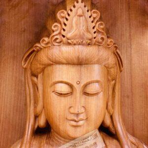 Quan Âm Đại Thế Chí Toạ Đài Sen Gỗ Ngọc Am Cao 97cm [32,000,000] (8)