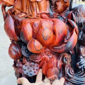 Quan Âm Đứng Đài Sen Gỗ Trắc Đỏ Đen Cao 1m17 [42,600,000] (8)