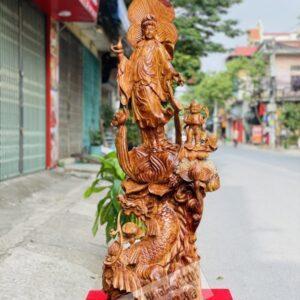 Quan Âm Ngự Long Ngư Gỗ Hương Ta Cao 1m4 [11,800,000] (1)