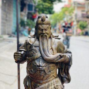 Quan Công Chống Đao Vuốt Râu Gỗ Mun Hoa Cao 60 [6,800,000] (2)