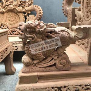 Quốc nghê phong thuỷ tay ngậm ngọc, gỗ cẩm vàng 6 món (7) (Copy)