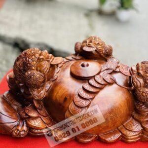 Tam Cóc Trầu Bình Tài Lộc Gỗ Hương Ta Ngang 75cm [7,300,000] (3)