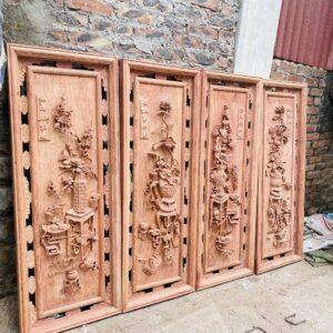 Tranh Gỗ Tứ Bình Bốn Mùa Gỗ Hương Đá Khung Kép [15,500,000] (5)
