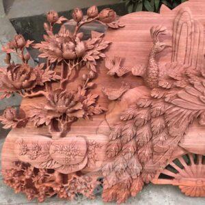 Tranh Quạt Chim Công – Phu Thê Viên Mãn – Đục Tay Cực Đẹp [16,500,000] (3)