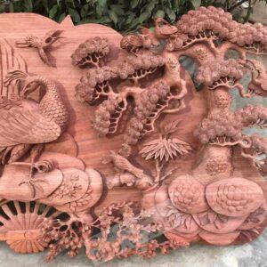 Tranh Quạt Chim Công – Phu Thê Viên Mãn – Đục Tay Cực Đẹp [16,500,000] (4)