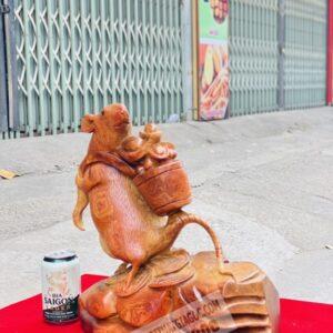 Tượng Chuột Chiêu Tài Gỗ Hương Ta Cao 37cm [2,900,000] (2)