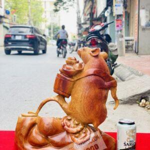 Tượng Chuột Chiêu Tài Gỗ Hương Ta Cao 37cm [2,900,000] (4)
